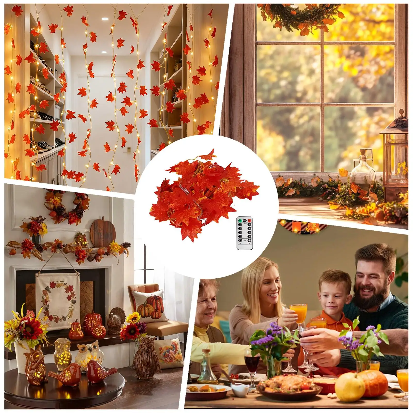 

Осенние гирлянды USB, гирлянды на День Благодарения с таймером, 8 режимов, украшения для вечеринок с пультом дистанционного управления для Хэллоуина, в помещении, на открытом воздухе