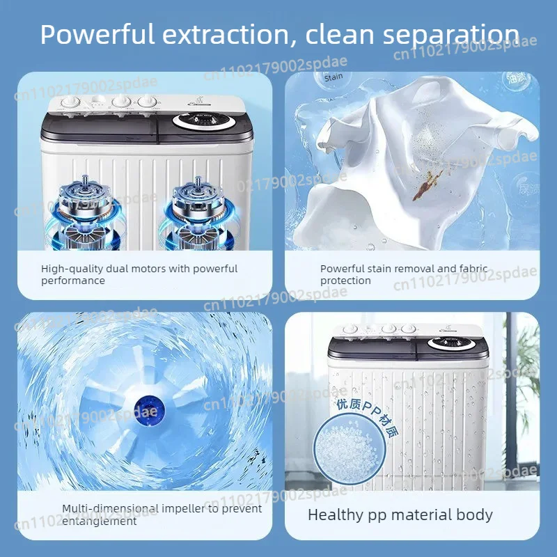 Semi - Automatic Twin Tub Top Load Washer Large Capacity Compact for Home Rental Mini Apartment Model