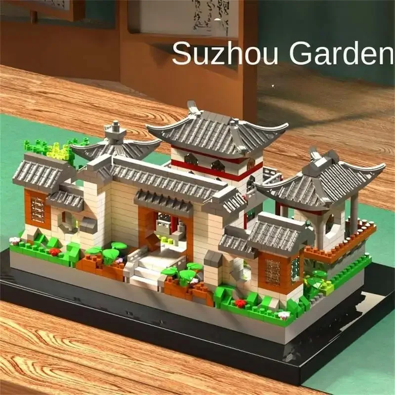 New Chinese ethnic style 3D building blocks Suzhou Garden puzzle assembly educational toys children bricks Exquisite scenery toy