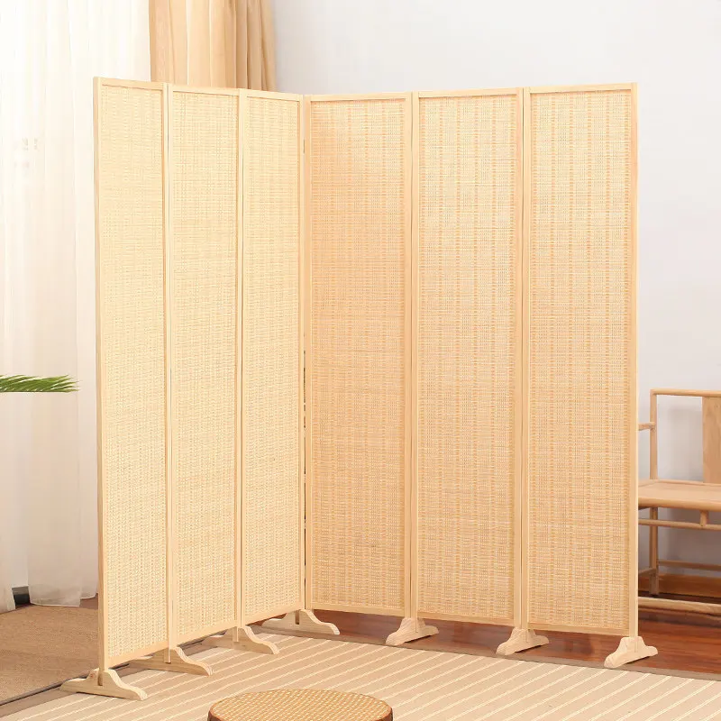 Foldable screen, mobile solid wood Chinese-style partition, living room entryway, minimalist small apartment, office