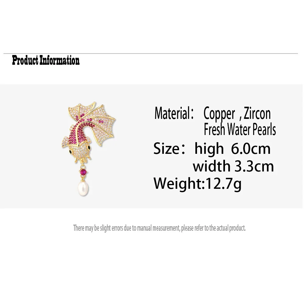 Trendy Red Koi Fish Rhinestone Brooches for Women Unisex Vintage Carp Fish Animal Brooch Pin Coat Suit Office Party Gifts