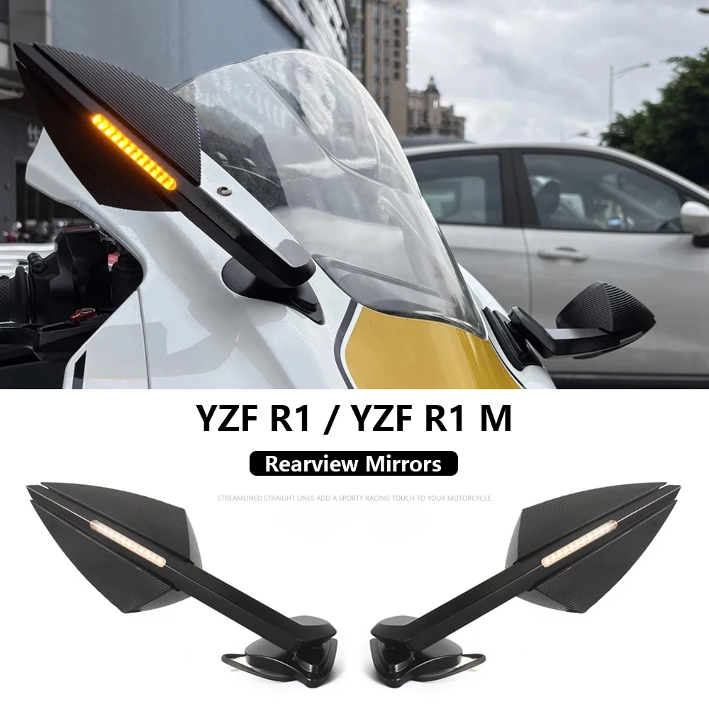 

YZFR1 New Motorcycle Accessories Rear View Mirrors LED Turn Signal For Yamaha YZF R1 M YZF-R1M 2020 2021 2022 2023 2024 2025