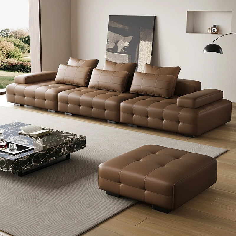 

Wooden Modern Luxury Sofa Living Room European L Shape Lounge Puffs Sofa Sectional Leather Muebles Para El Hogar Home Furniture