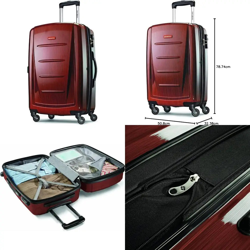 

Expandable Hardside Spinner Luggage with Large Capacity, Burgundy, 28-Inch, Ideal for Checked Travel
