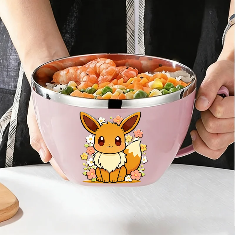 Pokemons Edelstahl Isolierte Lunchbox Verbrühungssicherer Lebensmittelbehälter Suppenschüssel mit Griff Instant-Nudel-Mischschüsseln Geschenk