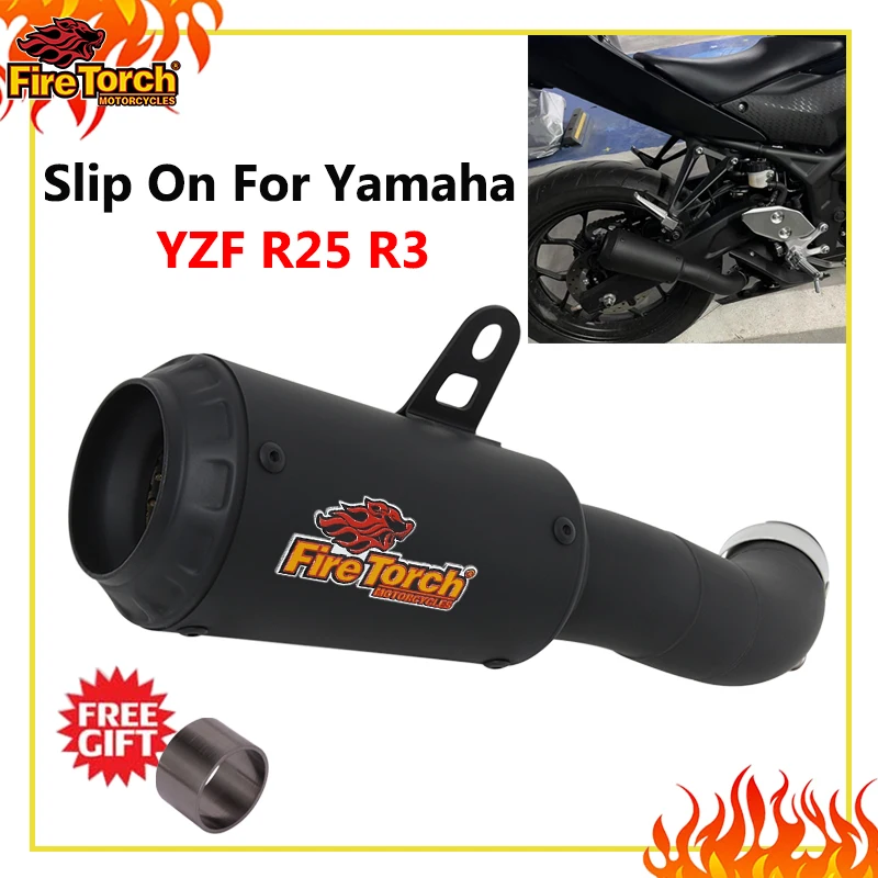 Motorrad-Auspuff mit modifiziertem Schalldämpfer und Mittelrohr-Dichtung zum Aufstecken für YAMAHA YZF-R3 R3 R25 MT-03 MT03 R30 MT-25