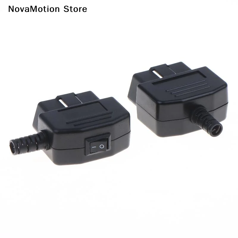 [NM]OBD2 16 Pin Male Connector Cable Plug With ON OFF Switch Durable Shell Adapter For Auto Electronic Equipment DIY Repair[NM]