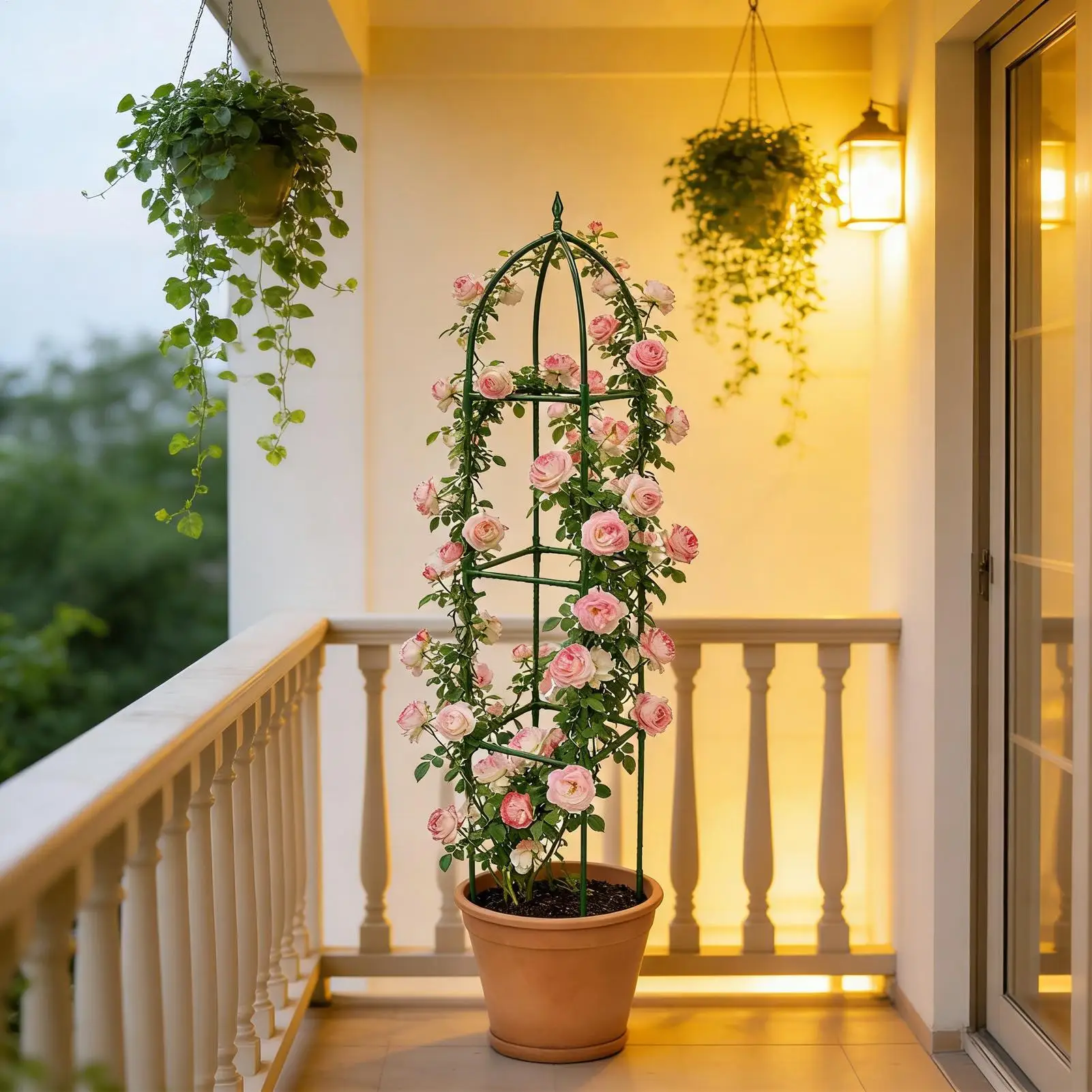 

Садовая решетка для вьющихся растений, регулируемая по высоте, вертикальная опорная рама-держатель, металлическая садовая решетка для балкона, дома, улицы