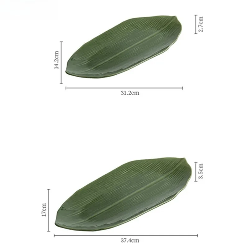 

Green Leaf Ceramic Plate Restaurant Molecular Cuisine Sushi Creative Dim Sum Dessert Plate Kitchen Tableware