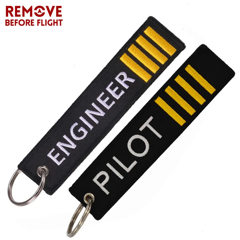 1 PC Engineer Pilot Four Bars Keychain for Motorcycle Key Chain for Men Gifts and Cars Key Tag Embroidery Key Fashion Jewelry