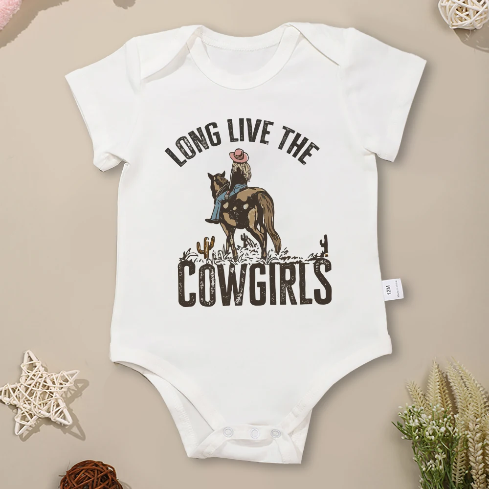 

Long Live The Cowgirls Baby Girl Clothes 0-3 Months American Style Fashion Toddler Jumpsuit Cotton Short Sleeve Infant Onesies