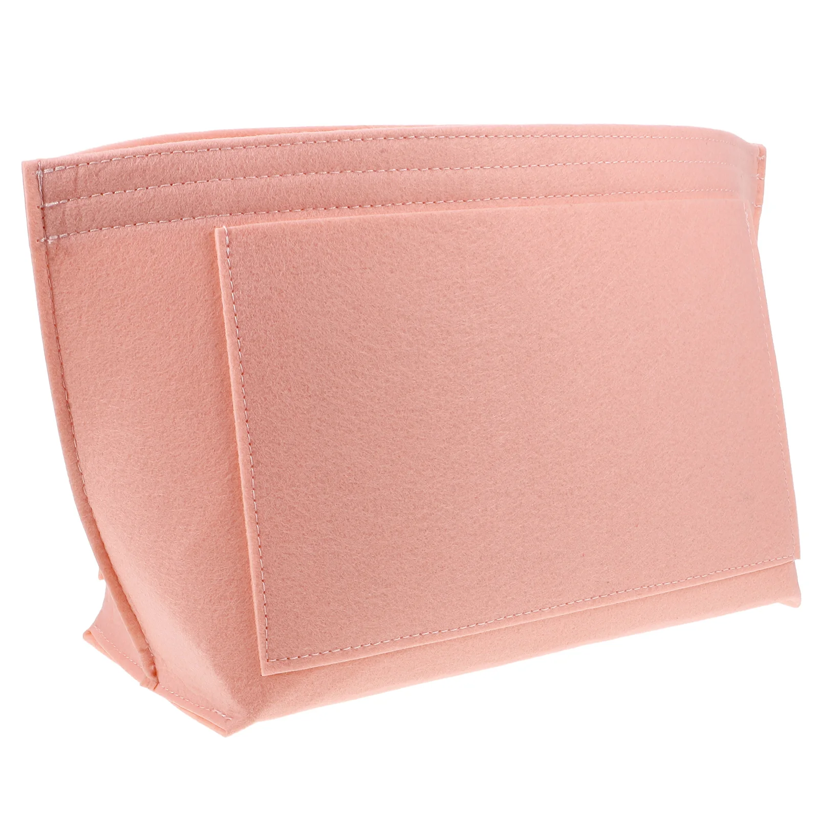 

Multi-compartment Purse Insert Organizer Felt Bag Liner Clear Soft Pink Side Zip Medium Size Storage Solution for Tote Handbags