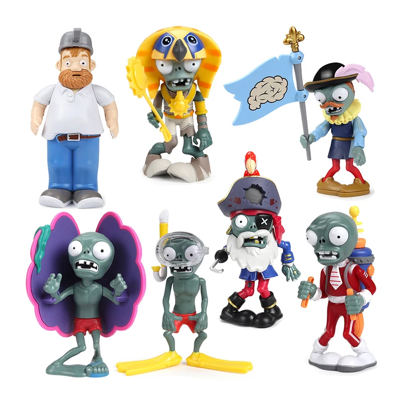 Plants vs. Zombies Action Figure Roadblock Noble Surfing Zombies Crazy Dave Game Model Dolls Kids Toys Children's Gifts