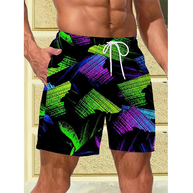 

Летние мужские пляжные шорты 2026 года с камуфляжным геометрическим 3D-принтом для активного отдыха, с эластичным поясом на застежке