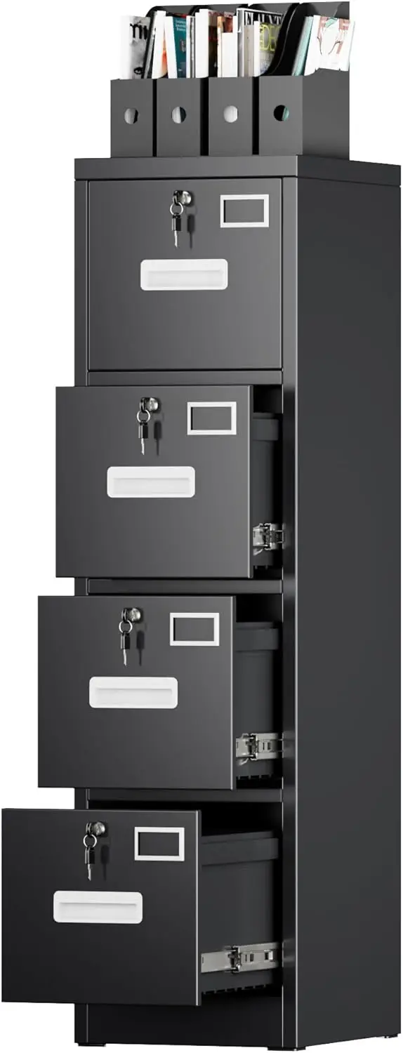 

4 Drawer File Cabinet, Metal Vertical File Cabinet with 4 Lock,Office Home File Cabinet with Name Card Holder for A4 Letter