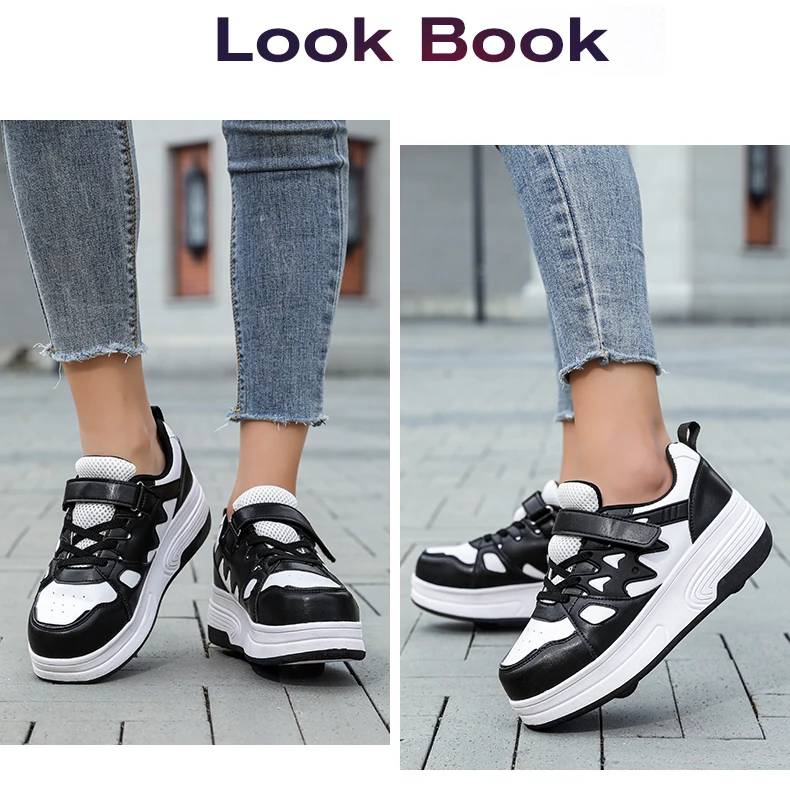 Kinder-Skateboard-Schuhe Geh- und Rollschuh-Kombination Komfortabel Verschleißfest Outdoor-Rollschuh-Sneakers für Mädchen und Jungen 4 Räder – Detail 19