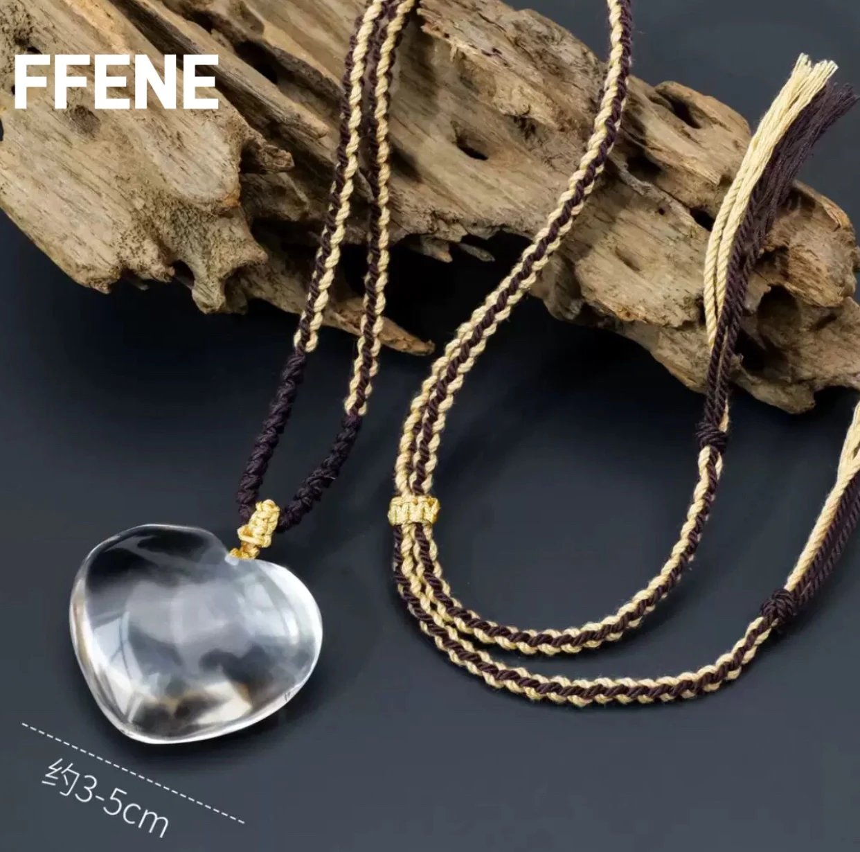 

Роскошное ожерелье с подвеской в виде сердца из натурального белого кристалла, плетеный вручную шнурок, украшение в форме сердца, подвеска для автомобиля своими руками, ручная работа.