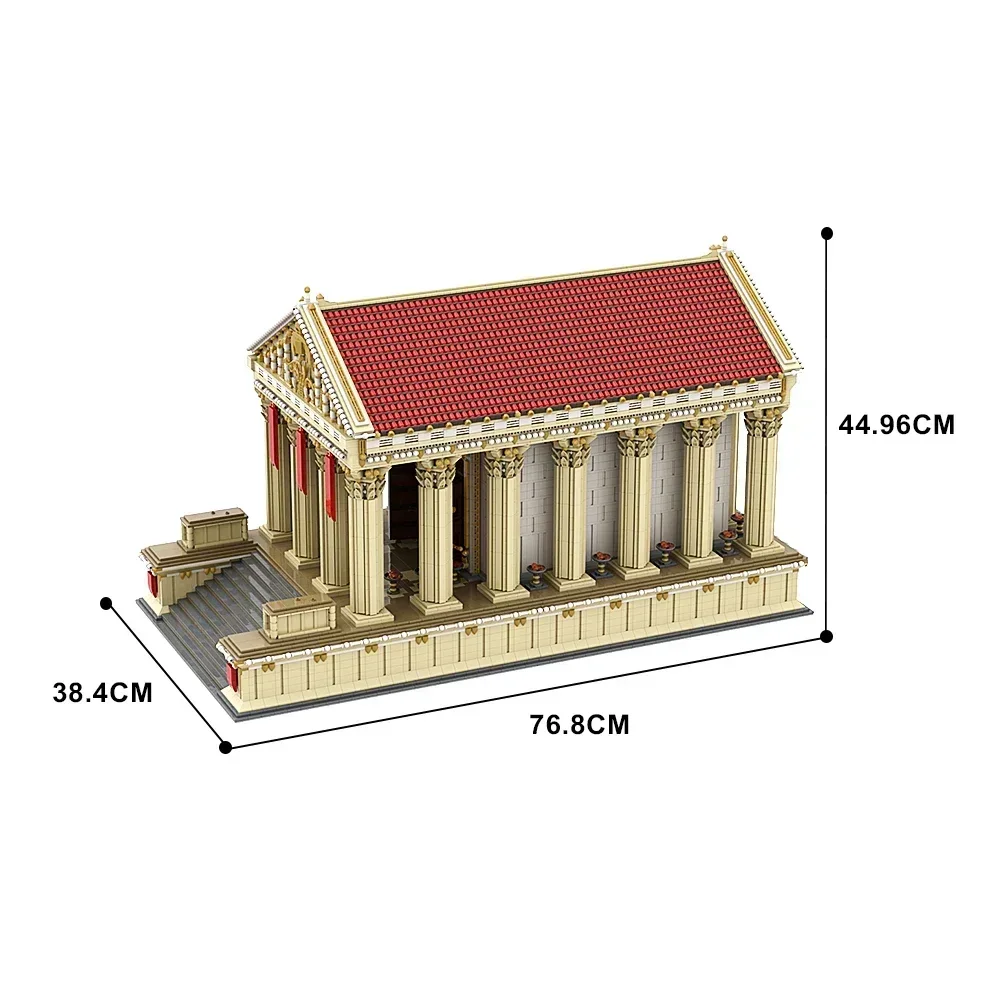 Gobricks MOC Ancient Roman Temple Model Bricks DIY Town Street View Pantheon Temple Building Blocks Set Educational Toys Gift