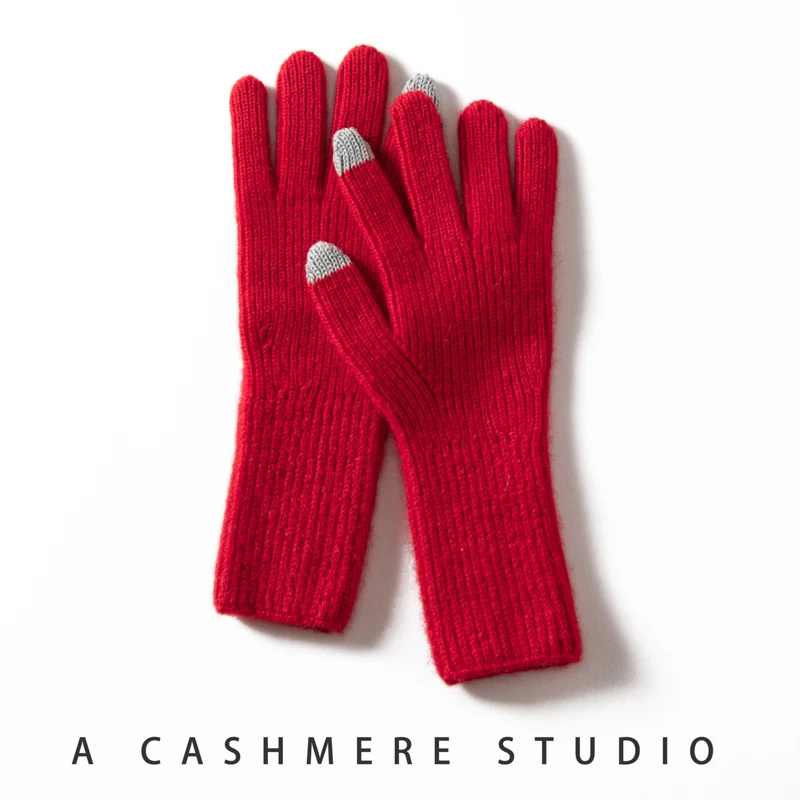 MERRILAMB Herbst Winter Handschuhe Frauen Hohe Qualität Kaschmir Stricken Weiche Warme Touchscreen Fäustlinge Stretch Solide Volle Finger Guantes – Detail 10