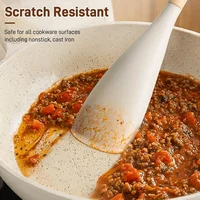 Multifunction Silicone Cooking Spoon Spatula for Nonstick Cookware, Heat Resistant Kitchen Gadgets Utensil with Wooden Handle 6