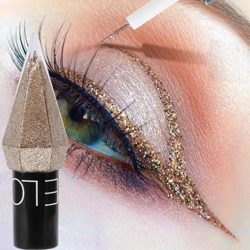 Diamentowe brokatowe Eyeliner makijaż oczu ołówkowe wodoodporne perła srebro różowe złoto rozjaśniają jedwabnik cień Eyeliner długopis kosmetyki