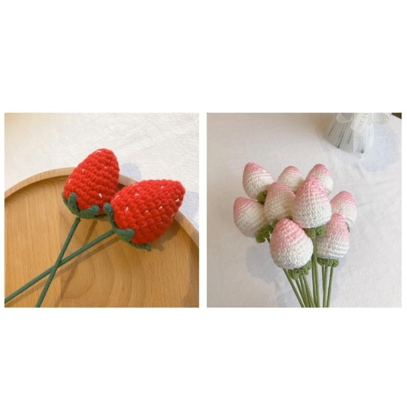 

Crochet Strawberry Flower Handwoven DIY Children Girl Boys Bedroom Decoration 15UB