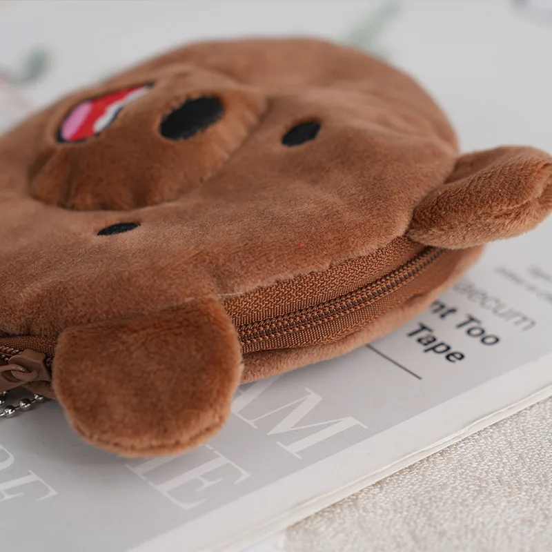 Cute Cartoon Plush Coin Purse Children's Pocket Bag Women Coin Bag Storage Bag Backpack Accessories Zip Round Bag