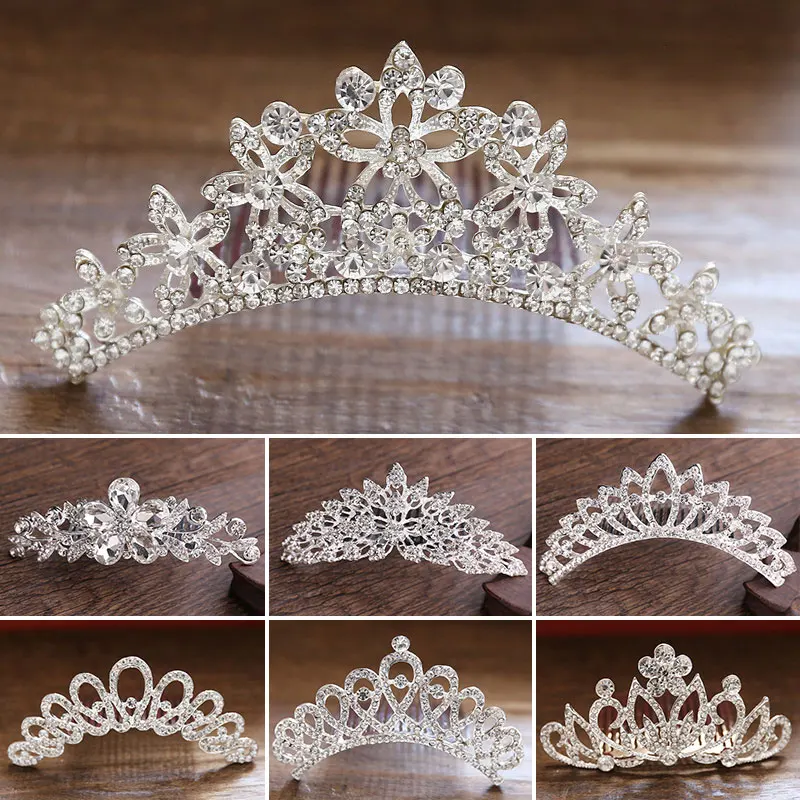 Children Mini Crowns Hair Comb Crystal Bridal Tiaras Princess Crown For Women Girls Rhinestone Pearl Wedding Bridal Tiara Gifts