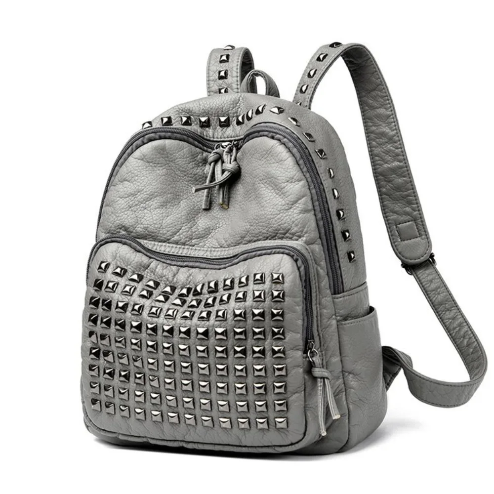 PU leather student schoolbag with large capacity and multiple pockets, computer backpack, water-resistant travel backpack
