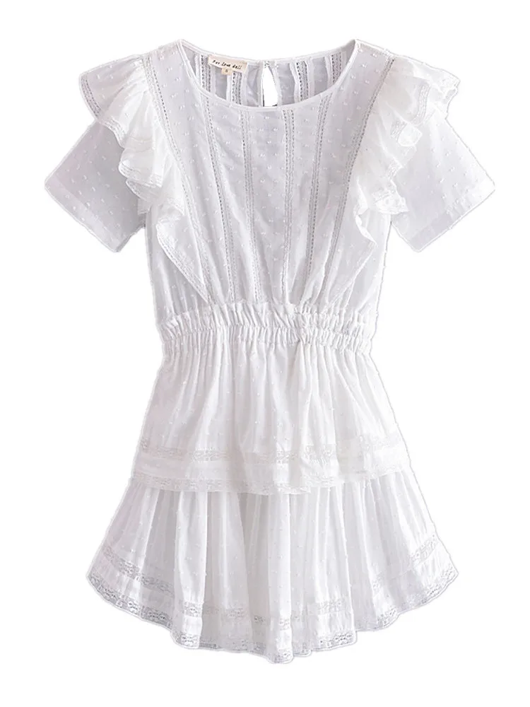 knee length dresses for ladies White Lace Dress - Halter Dress - Swing Dress main image 1
