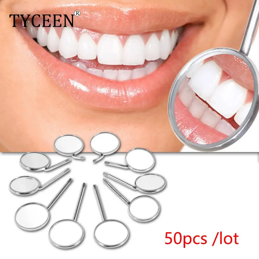 

50pcs Oral Endoscope Mirrors Head Dental Exam Mirror Mouth Reflector Stainless Steel 4#5# Tooth Whitening Tool Oral Hygiene Care