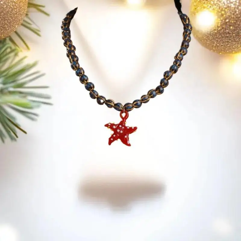 البوهيمي الملونة الصقيل الأسماك قلادة للنساء مخطط مطرز قلادة شاطئ البحر عطلة حزب الملحقات