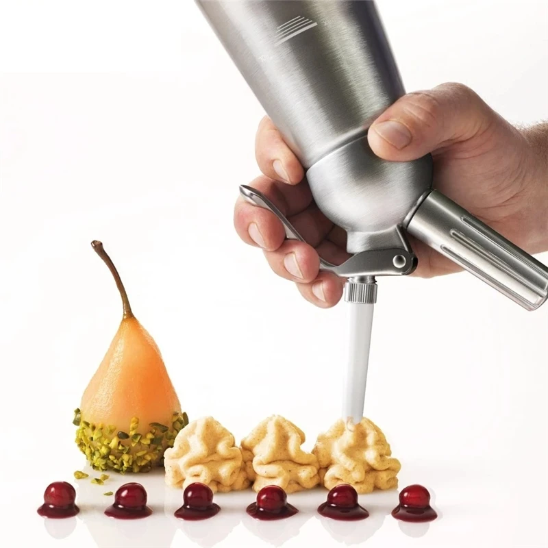 Batidor de crema de aluminio duradero de 500ML de alta calidad, dispensador de crema batida de Metal, herramientas de postre de sifón, buen embalaje