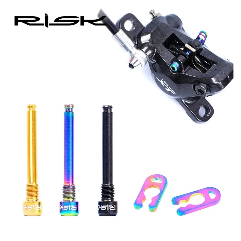 RISK 2 pcs Bicycle Hydraulic Disc Brake Bolt For  MTB Bike M4x26.5 Titanium Alloy Plug Threaded Hydraulic Pad Lining