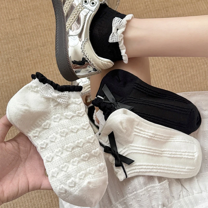 

1Pair Sweet Bow Socks For Women Girls Casual Comfortable Loose Socks Summer Thin Socks Breathable Sweat Absorbing Socks Gifts