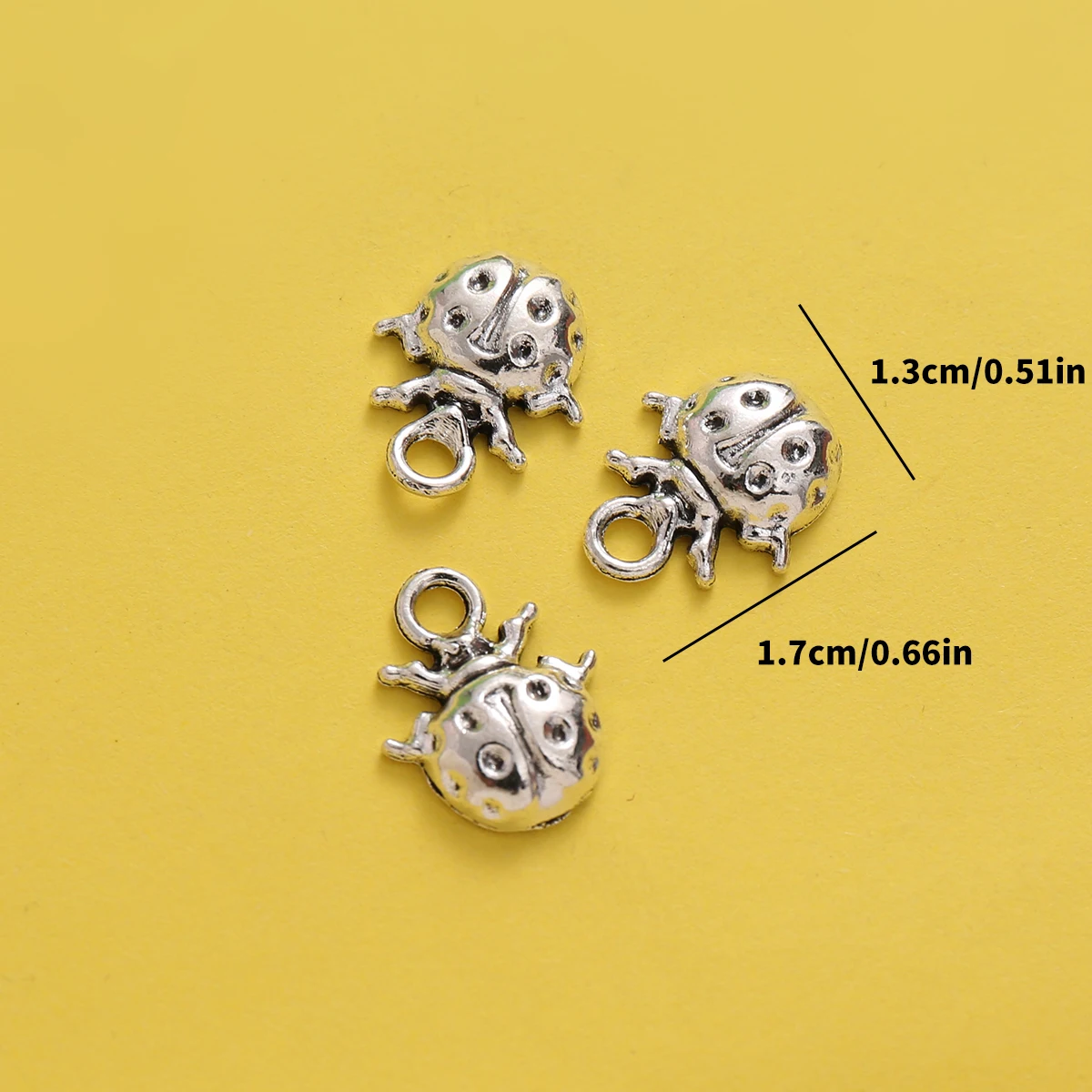 20 Mini Ladybug Charms, Round Beetle-Shaped with Polka Dot Texture, Suitable for DIY Bracelets, Necklaces, Earrings, and Handmade Beaded Jewelry Accessories view 3