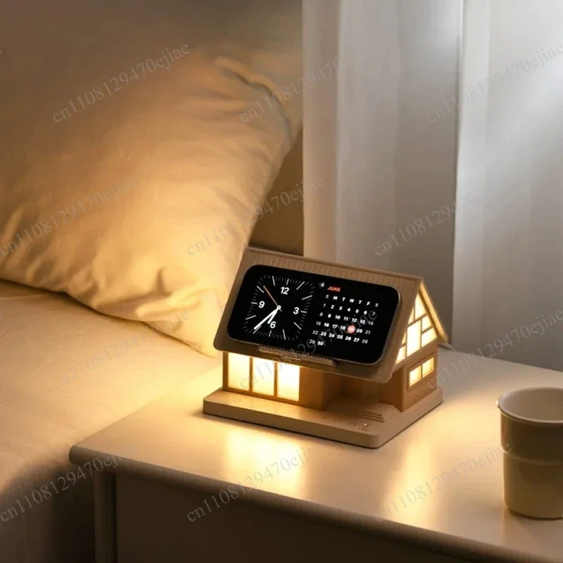 2-in-1 Wireless Charging Phone Holder - Mini LED Night Light & Bedside Ambient Lamp for Bedroom