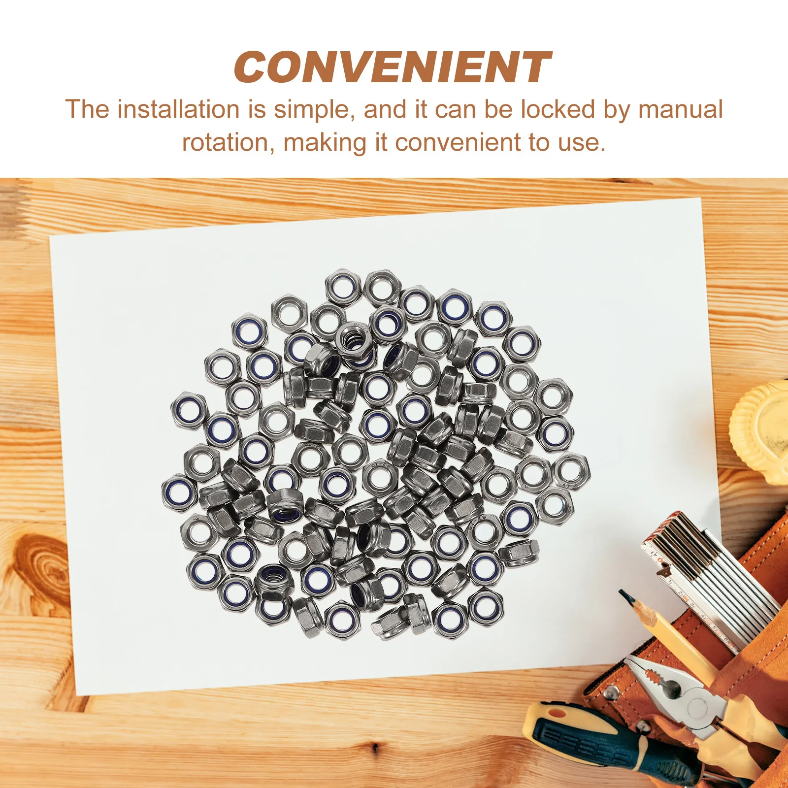 

100 Pcs Hexagonal Nut Locking Metal Nuts Instrument Kit Mechanical Machinery Assembly Assortment