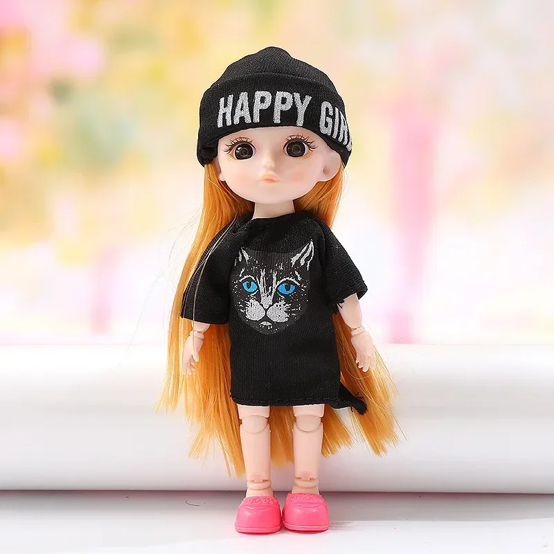 

16cm Princess Doll BJD Doll 1/12 with Clothes and Shoes DIY Movable 13 Joints Fashion Cute Dress Up Figure Girl Gift Child Toys