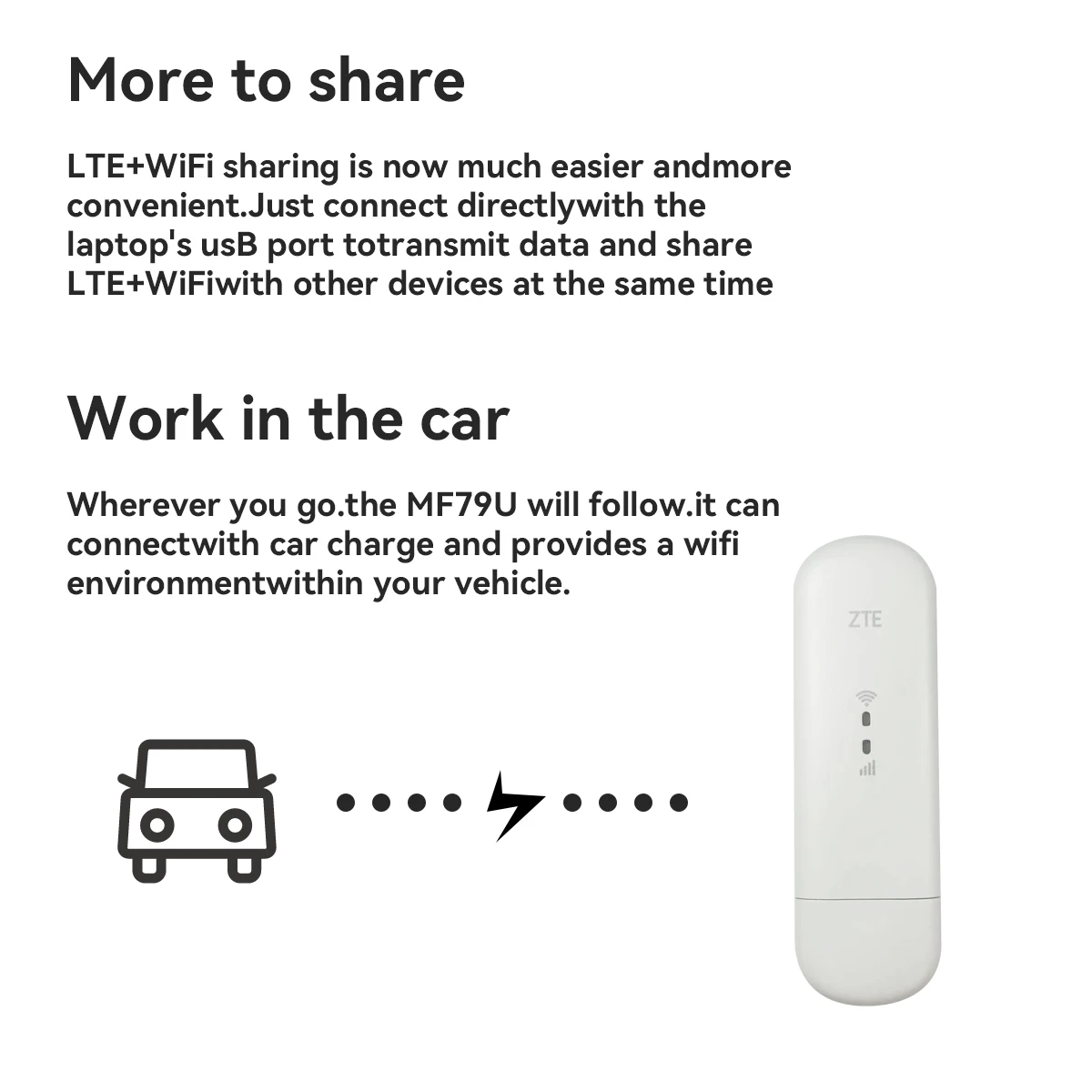 ZTE MF79U 4G LTE USB Pocket WiFi Router  Mobile Router Modem Portable Travel MiFi Hotspot 150Mbps Mobile Router Support 10 Users