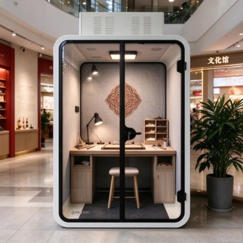 Modern Six Person Mobile Silent Cabin Smart Live Broadcast Room Sound Proof Office Pod Mini Easy to Disassemble Silent Booth