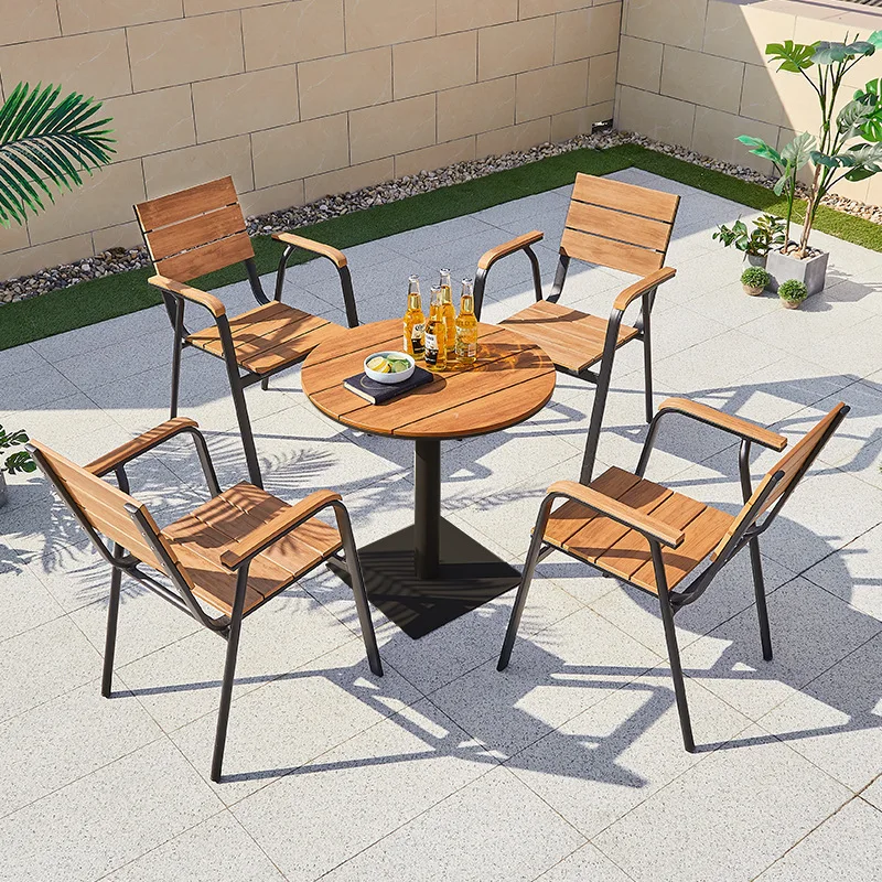 

！@Outdoor Aluminum Alloy Dining Table and Chair Set with Waterproof Cushion Modern Design Weather Resistant for Villa Courtyard