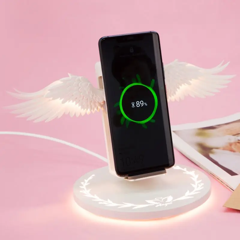 

10W Universal Colorful LED Angel Wings Qi Wireless Charger Charge Dock For iPhone14 13ProMaX 12Pro 11 Mobile Phone Fast Charger