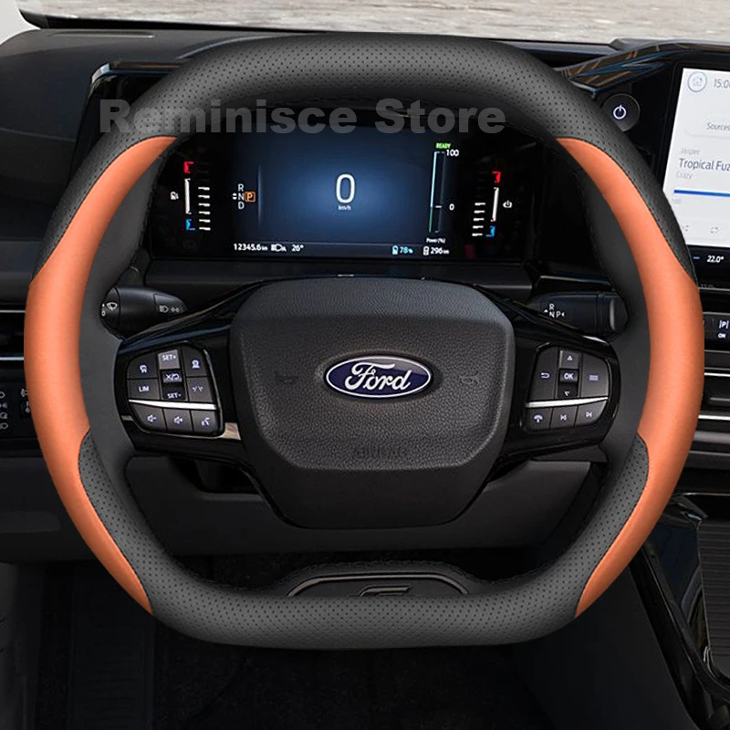 

Leather Car Steering Wheel Cover for all new Ford Tourneo Custom 2025-2012 Auto Steering Wheel Cover Ford capri Accessories 2025