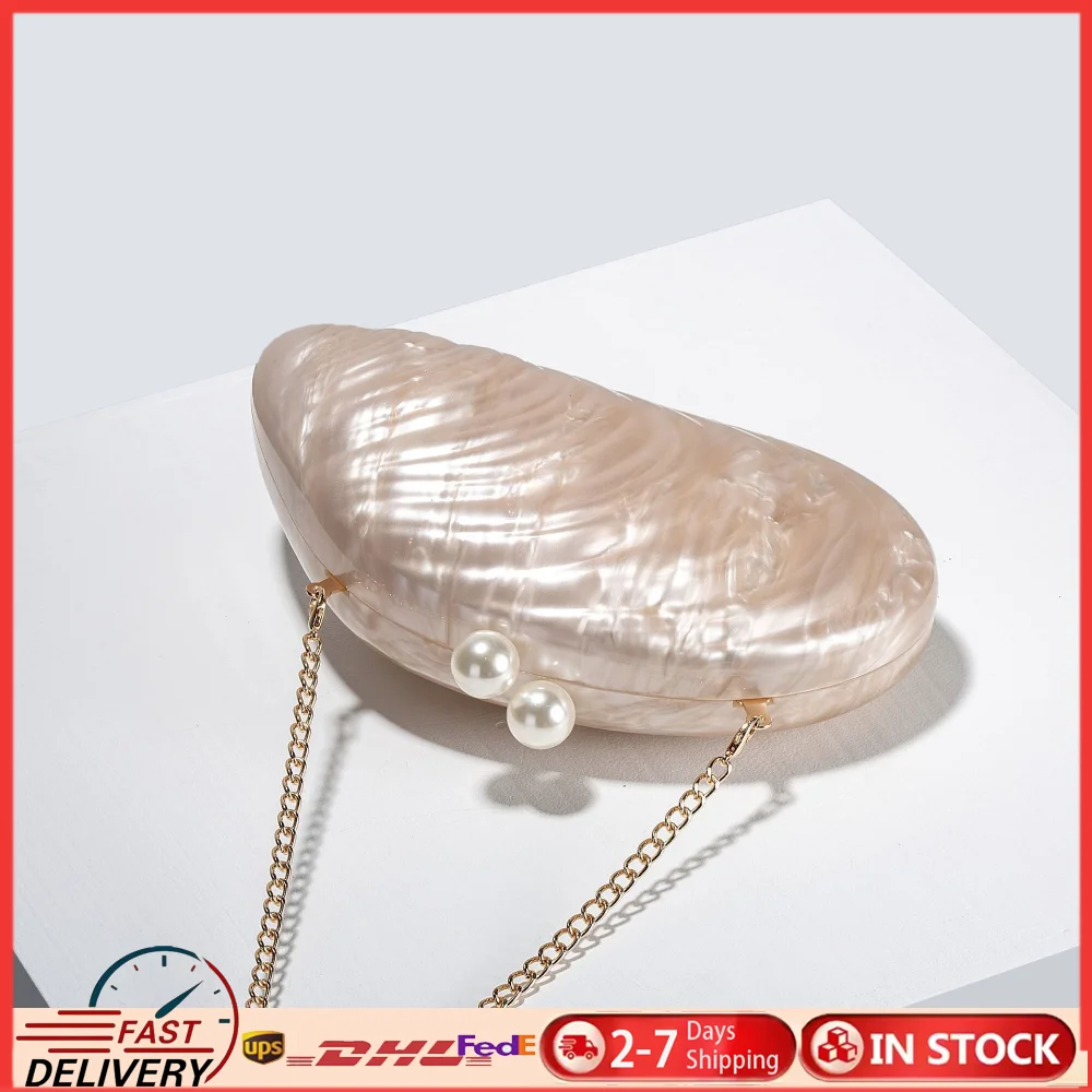 

Shoulder Bag Acrylic Pearl Shell Bag Ladies Fashion Wedding Banquet Evening Bag For Women Bridal Handbag Clutch Purse
