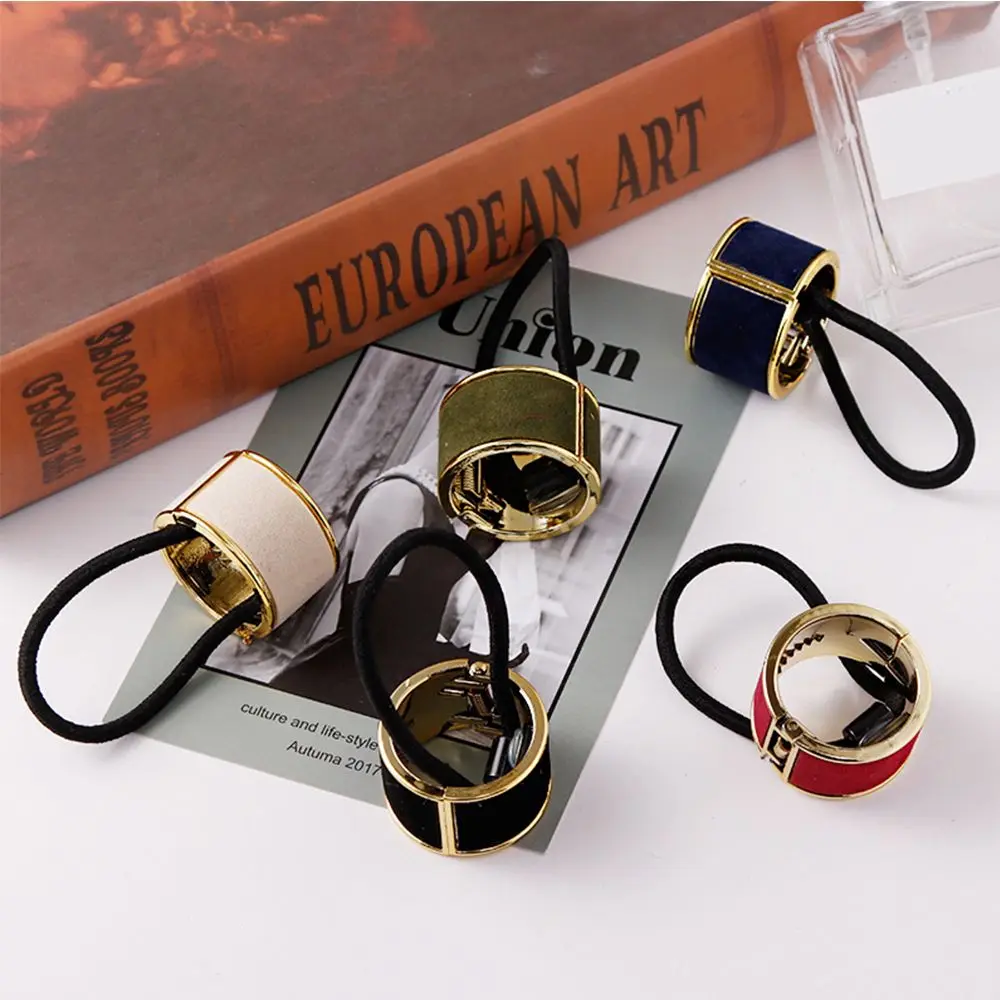 Hair Accessories Round Alloy Elastic Scrunchie Ponytail Holder Rubber Bands Ponytail Buckle Hair Ropes