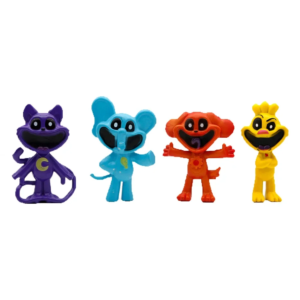 Figuras de acción de Critters sonrientes para niños, Juguetes Divertidos de 8 piezas, gato, siesta, perro, día, Catnap, Dogday