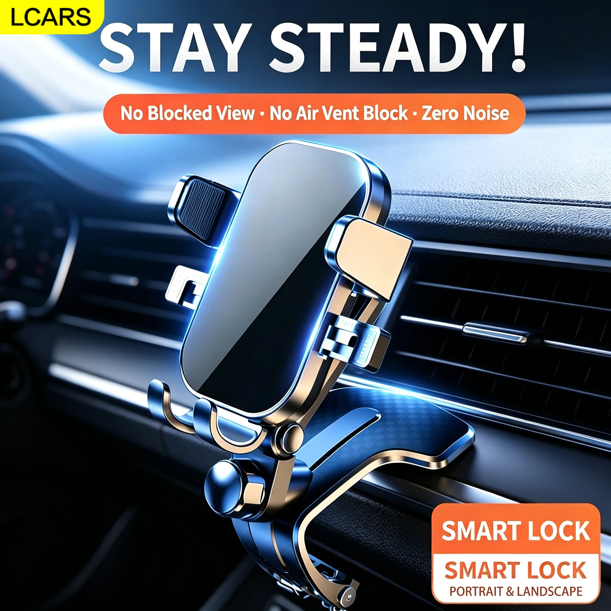Lcars Car Phone Holder, Dashboard Clip-On Type, Car Navigation Holder That Can Be Used in Both Horizontal and Vertical Screens, Stable and Without Abnormal Noise