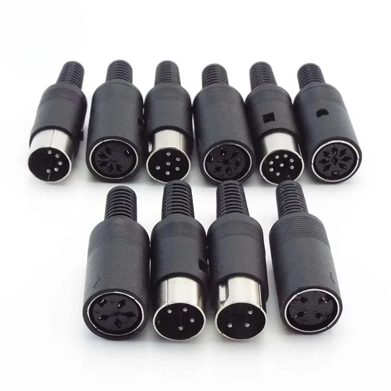 100 Stück Lötanschluss DIN 3 4 5 6 7 8 Pin DIN-Stecker-Buchse mit Kunststoffgriff + Buchse mit gepelstem Panel-Mount-Chassis – Detail 8