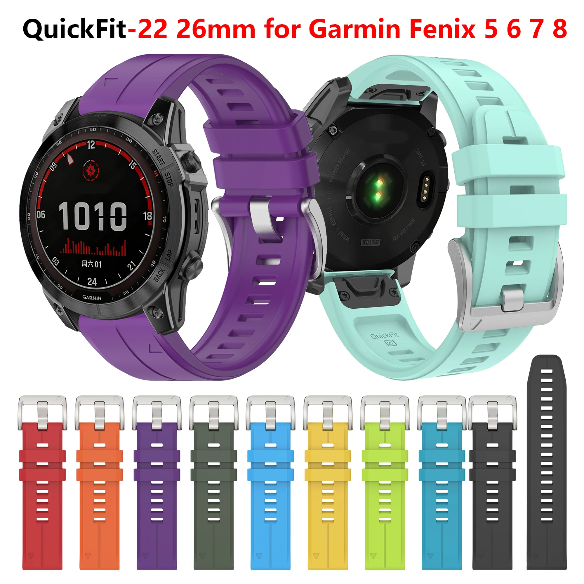 22mm 26mm Silikonarmband für Garmin Fenix 5 5X PLUS 6X 6 7 7 PRO Fenix 8 E Epix 51mm 47mm Enduro 3 Tactix 8 Uhr Handgelenk-Armband